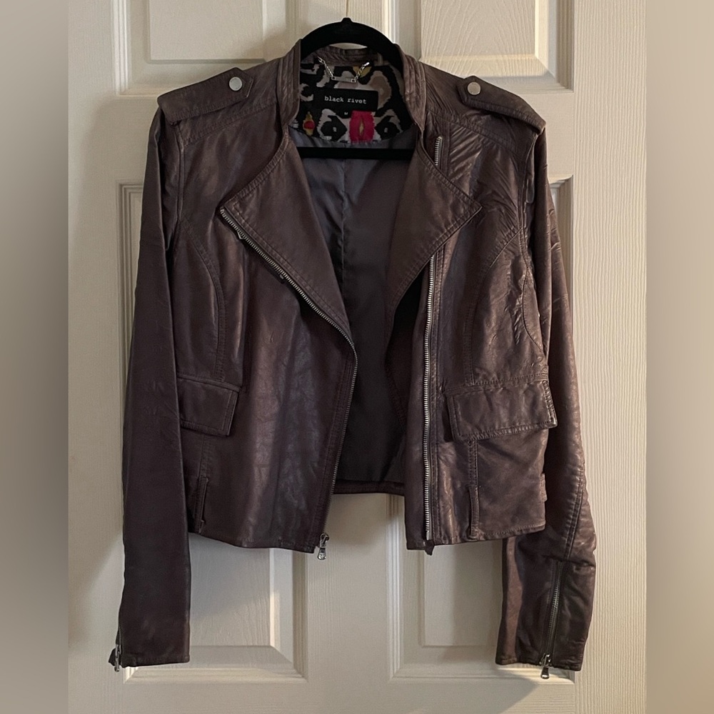 Black Rivet Moto Jacket M